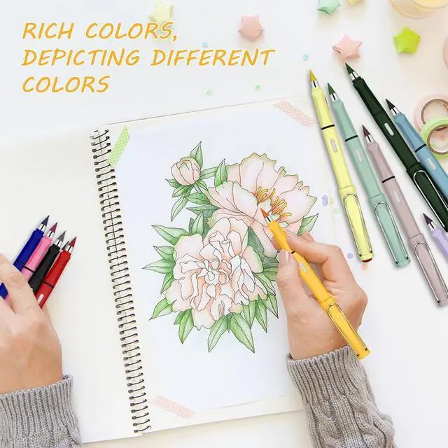 Alt view image 7 of 7 - Ainiv Colored Inkless Pencil, 12 Sets No Sharpen Infinity Pencil | Reusable Everlasting Pencils with Extra 12 Color Replaceable Nibs Forever Pencils for Writing Drawing Home Office Supplies