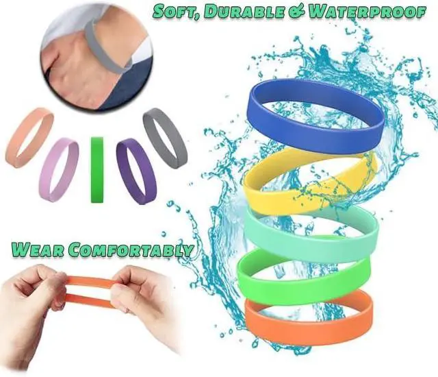 Alt view image 3 of 7 - 14 Pcs Rubber Bracelets, YalsFTY Silicone Bracelet Men Rubber Wristbands, 14 Color Mixed