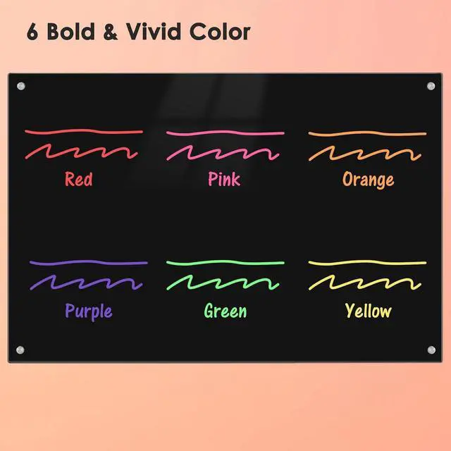 Alt view image 2 of 7 - maxtek Dry Erase Markers, Fine Tip, Neon Colors, 6 Count | Glass Whiteboard Markers, White Board Dry Erase Pens
