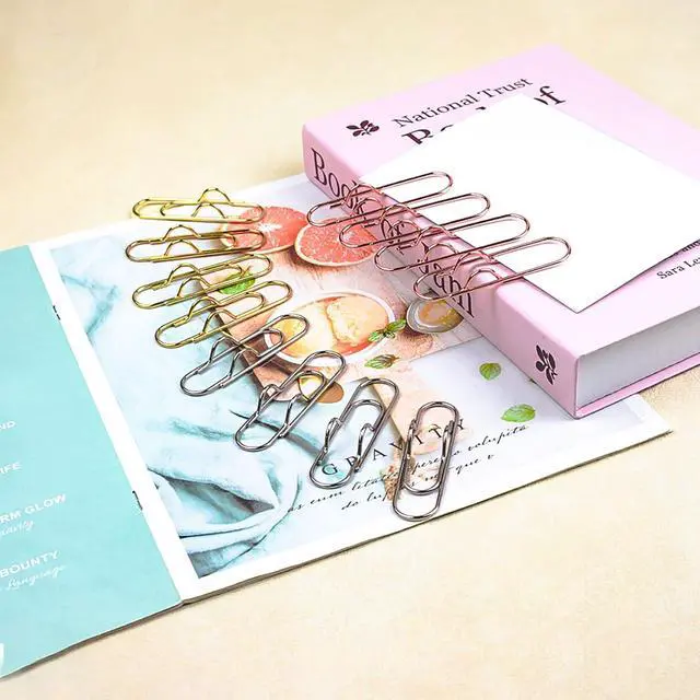 Alt view image 7 of 7 - 12-Pack Metal Pen Clips Gold, Silver & Rose Gold Paperclip Pen Holders for Notebooks, Journals & Office Use