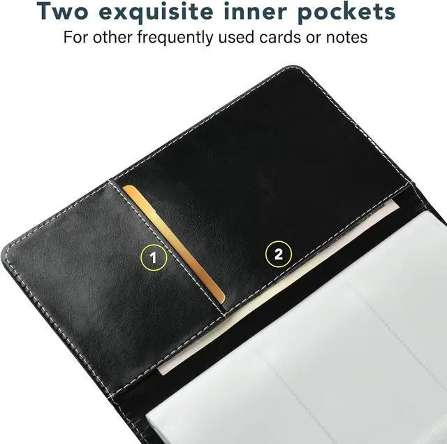 Alt view image 3 of 7 - Leather Professional Business Card Holder Organizer Book - 300 Card Capacity Premium PU Folder with Soft Cover, Name Card Credit Cards Binder for Men/Women, Elegant Black