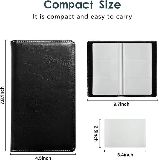 Alt view image 5 of 7 - Leather Professional Business Card Holder Organizer Book - 300 Card Capacity Premium PU Folder with Soft Cover, Name Card Credit Cards Binder for Men/Women, Elegant Black
