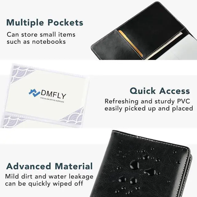 Alt view image 6 of 7 - Leather Professional Business Card Holder Organizer Book - 300 Card Capacity Premium PU Folder with Soft Cover, Name Card Credit Cards Binder for Men/Women, Elegant Black