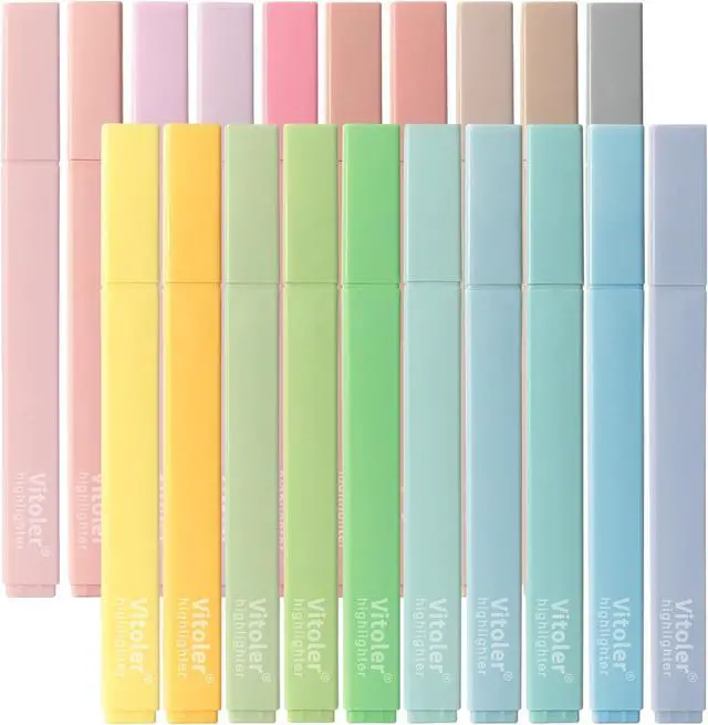 Main image of Piochoo Highlighters,20Pcs Highlighters Assorted Colors,Chisel Tip Bible Pens,Pastel Markers for Journaling Planner Notes Graduation Gifts