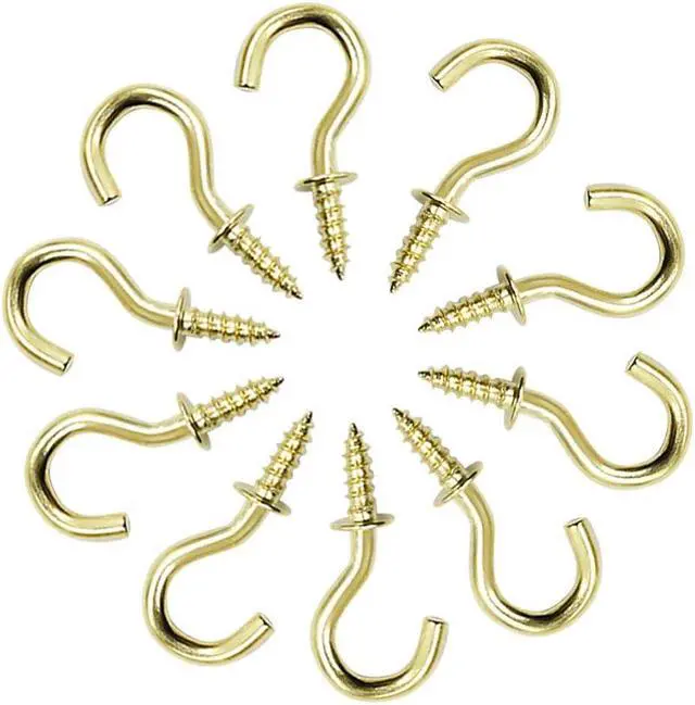 Alt view image 3 of 5 - Biaungdo 1/2" Ceiling Cup Hooks, Gold, 100 Pcs | Self-Tapping Hook, Screw Hooks