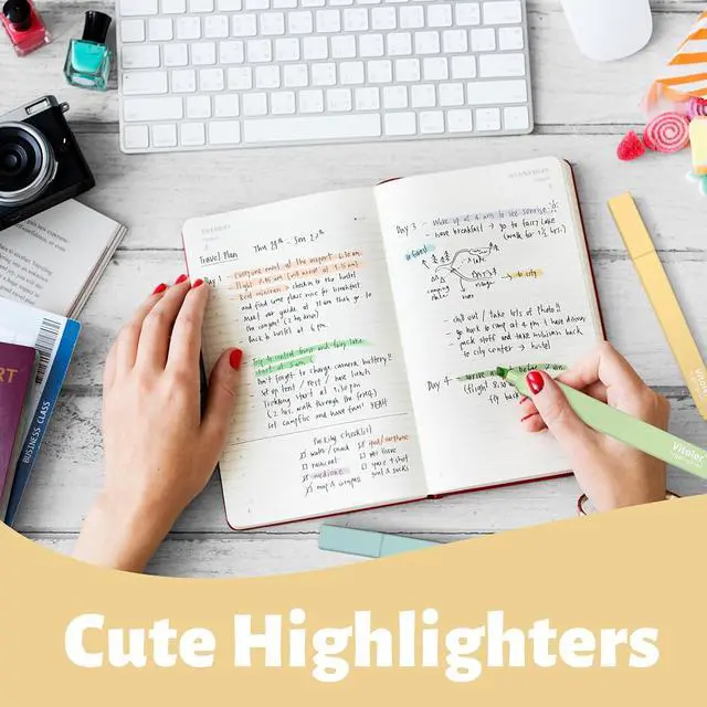 Alt view image 7 of 7 - Piochoo Highlighters,20Pcs Highlighters Assorted Colors,Chisel Tip Bible Pens,Pastel Markers for Journaling Planner Notes Graduation Gifts