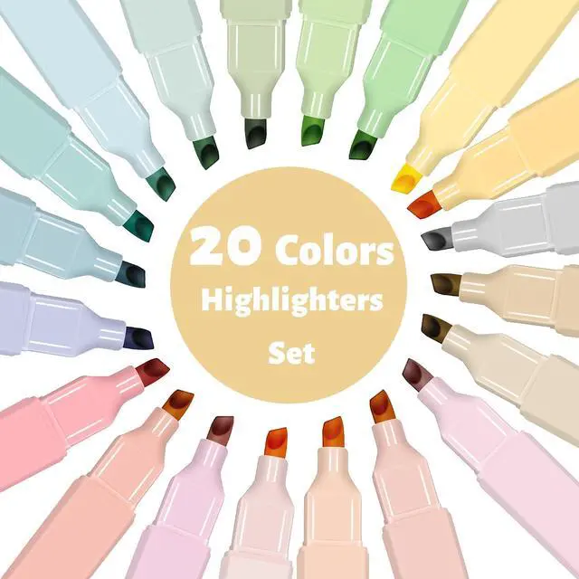 Alt view image 5 of 7 - Piochoo Highlighters,20Pcs Highlighters Assorted Colors,Chisel Tip Bible Pens,Pastel Markers for Journaling Planner Notes Graduation Gifts