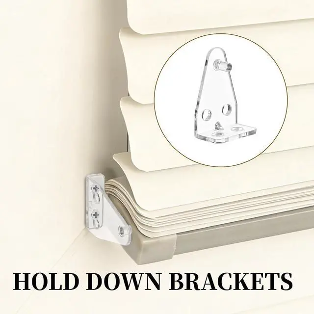 Alt view image 2 of 6 - 8Pcs Blind Hold Down Bracket, 1Inch Mini Blind Clips for Blinds | Clear Plastic Blind Brackets Holder, Blinds Bottom Rail Hold Clips Replacement with Screws for Windows Doors