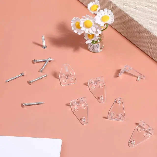 Alt view image 6 of 6 - 8Pcs Blind Hold Down Bracket, 1Inch Mini Blind Clips for Blinds | Clear Plastic Blind Brackets Holder, Blinds Bottom Rail Hold Clips Replacement with Screws for Windows Doors