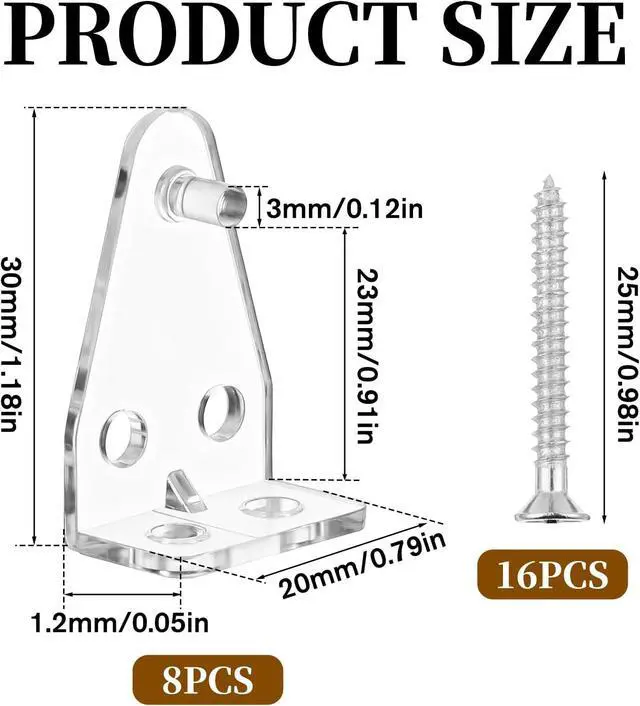 Alt view image 5 of 6 - 8Pcs Blind Hold Down Bracket, 1Inch Mini Blind Clips for Blinds | Clear Plastic Blind Brackets Holder, Blinds Bottom Rail Hold Clips Replacement with Screws for Windows Doors