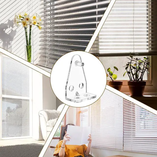 Alt view image 4 of 6 - 8Pcs Blind Hold Down Bracket, 1Inch Mini Blind Clips for Blinds | Clear Plastic Blind Brackets Holder, Blinds Bottom Rail Hold Clips Replacement with Screws for Windows Doors