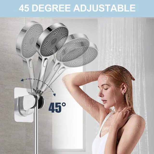 Alt view image 3 of 6 - Shower Head Holder, Strong Adhesive and Waterproof Shower Head Holder Wall Mount, Adjustable Handheld Shower Head Holder, No Drilling and Use Conveniently