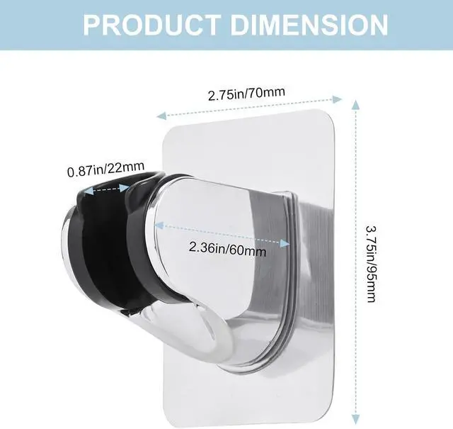 Alt view image 6 of 6 - Shower Head Holder, Strong Adhesive and Waterproof Shower Head Holder Wall Mount, Adjustable Handheld Shower Head Holder, No Drilling and Use Conveniently