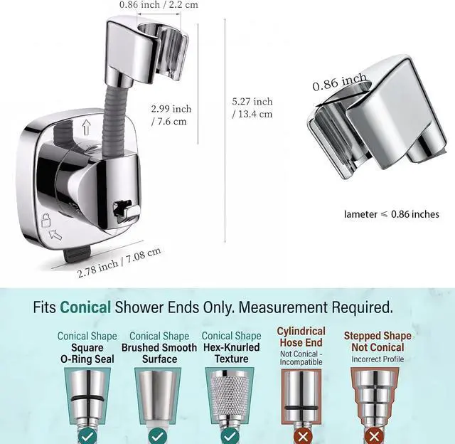 Alt view image 3 of 7 - Suction Cup Shower Head Holder with Storage Hook, 360° Adjustable Handheld Shower Wand Holder, No-Drill Locking Mount, Supports Up to 22 lb (10 kg), Rust-Resistant for Bathroom and RV