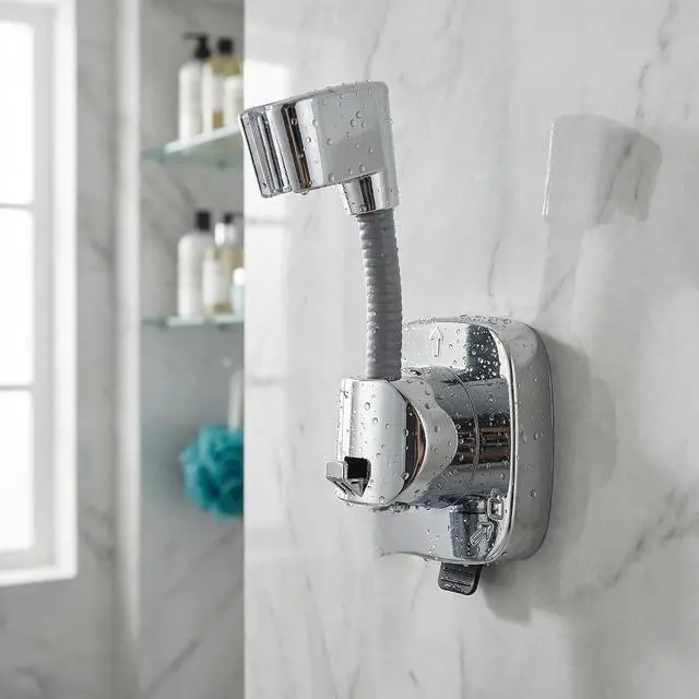 Alt view image 7 of 7 - Suction Cup Shower Head Holder with Storage Hook, 360° Adjustable Handheld Shower Wand Holder, No-Drill Locking Mount, Supports Up to 22 lb (10 kg), Rust-Resistant for Bathroom and RV