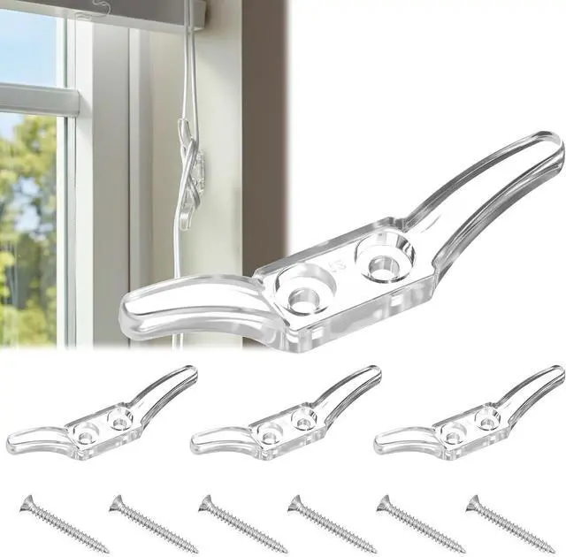 Main image of Blind Accessories Hooks, 4 Pcs Cord Cleats for Blinds, Window Blind Cord Holder with Screws Plastic Shade String Holder Blinds Accessories Hooks for Window Curtains Sun Shades Ropes