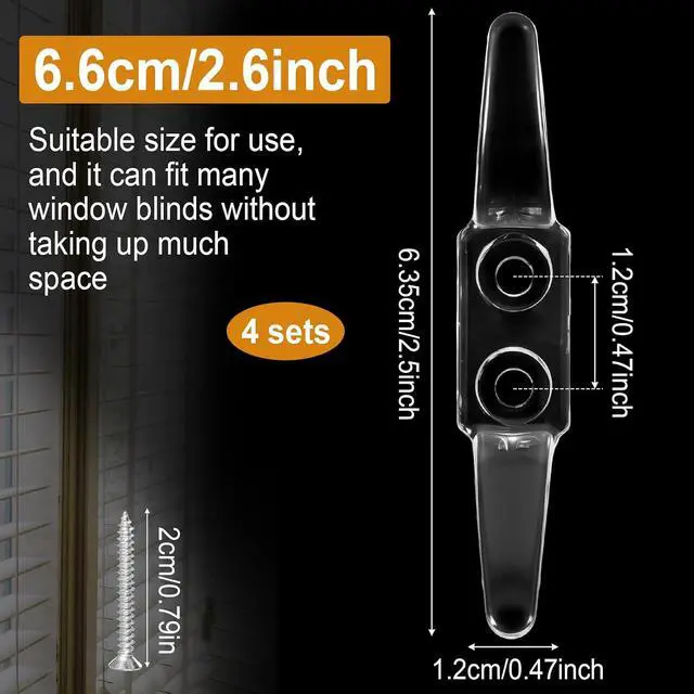 Alt view image 2 of 7 - Blind Accessories Hooks, 4 Pcs Cord Cleats for Blinds, Window Blind Cord Holder with Screws Plastic Shade String Holder Blinds Accessories Hooks for Window Curtains Sun Shades Ropes
