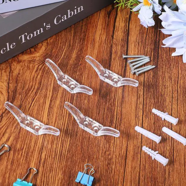 Alt view image 5 of 7 - Blind Accessories Hooks, 4 Pcs Cord Cleats for Blinds, Window Blind Cord Holder with Screws Plastic Shade String Holder Blinds Accessories Hooks for Window Curtains Sun Shades Ropes
