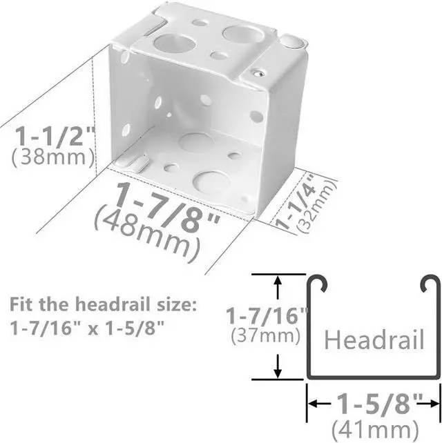 Alt view image 2 of 6 - Cutelec Box Mounting Bracket 1set for 1-1/2" Blinds White Color Window Blinds Headrail Bracket