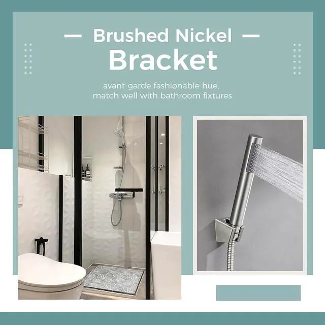 Alt view image 2 of 7 - Aomasi Shower Head Bracket for RV Shower, Brushed Nickel, Wall Mounted | Rustproof ABS Plastic, Hand Shower Holder with Two Slot, Works for Outdoor Shower, Bidet Sprayer, Handheld Shower Head