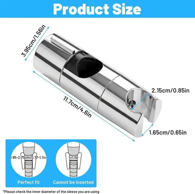 Alt view image 2 of 7 - Shower Head Holder for Slide Bar - Universal Adjustable 0.77-1.1in /19-27mm | Hand Shower Wand Holder Bracket - 360 Degree Rotation Sprayer Showerhead Holders with Hanging Bathroom Replacement