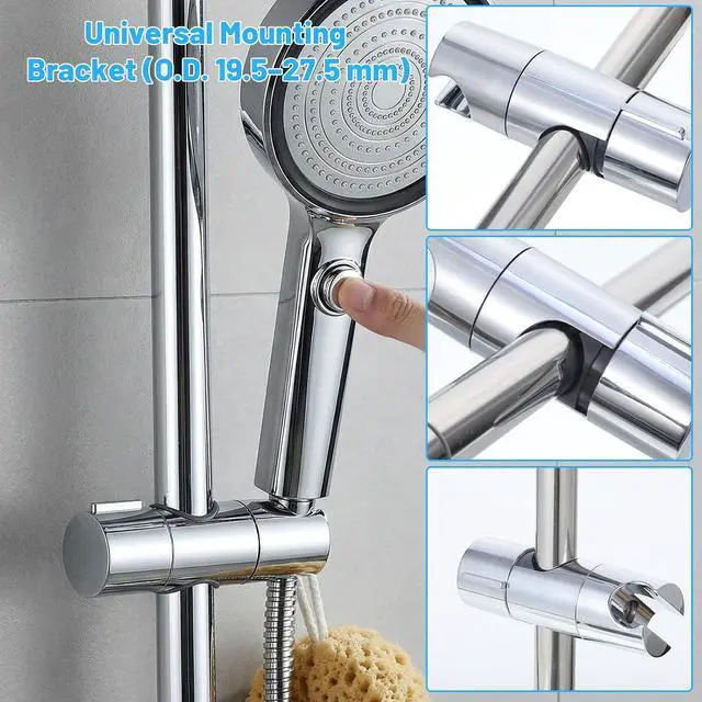 Alt view image 4 of 7 - Shower Head Holder for Slide Bar - Universal Adjustable 0.77-1.1in /19-27mm | Hand Shower Wand Holder Bracket - 360 Degree Rotation Sprayer Showerhead Holders with Hanging Bathroom Replacement