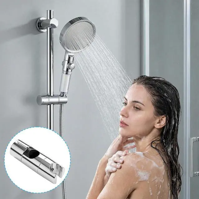 Alt view image 5 of 7 - Shower Head Holder for Slide Bar - Universal Adjustable 0.77-1.1in /19-27mm | Hand Shower Wand Holder Bracket - 360 Degree Rotation Sprayer Showerhead Holders with Hanging Bathroom Replacement