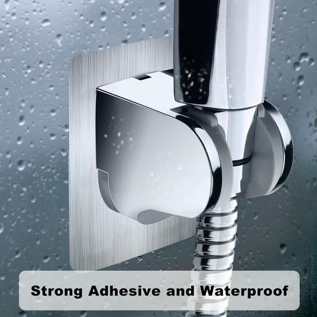 Alt view image 4 of 6 - HO2ME Wall Mount Shower Bracket, No Drilling, 2-Pack, Chrome | Self-Adhesive, Wide-Angle Swivel, Fits Any Shower Space, for Handheld Shower Head, Waterproof, Just Peel-and-Stick