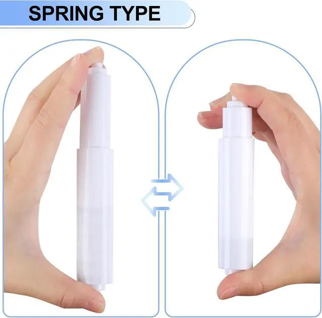 Alt view image 3 of 7 - Rindion 4 Pack Toilet Paper Holder Spring Rod, White Toilet Paper Roller Replacement, Plastic Toilet Paper Holder Replacement Rod