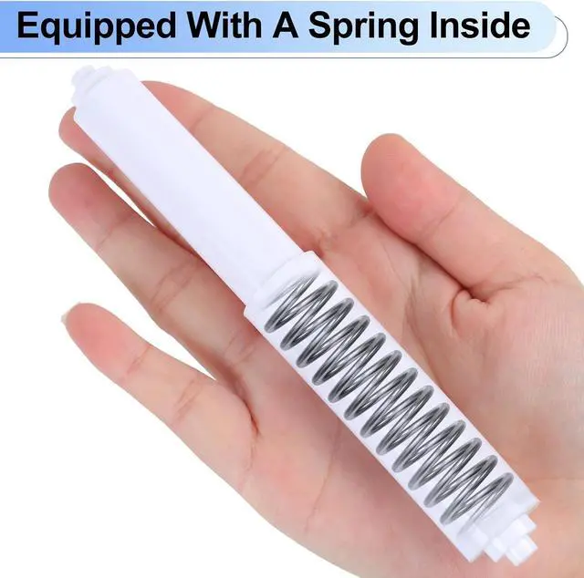 Alt view image 4 of 7 - Rindion 4 Pack Toilet Paper Holder Spring Rod, White Toilet Paper Roller Replacement, Plastic Toilet Paper Holder Replacement Rod