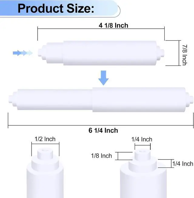 Alt view image 2 of 7 - Rindion 4 Pack Toilet Paper Holder Spring Rod, White Toilet Paper Roller Replacement, Plastic Toilet Paper Holder Replacement Rod