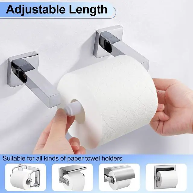 Alt view image 6 of 7 - Rindion 4 Pack Toilet Paper Holder Spring Rod, White Toilet Paper Roller Replacement, Plastic Toilet Paper Holder Replacement Rod