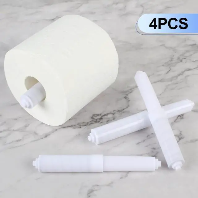Alt view image 7 of 7 - Rindion 4 Pack Toilet Paper Holder Spring Rod, White Toilet Paper Roller Replacement, Plastic Toilet Paper Holder Replacement Rod