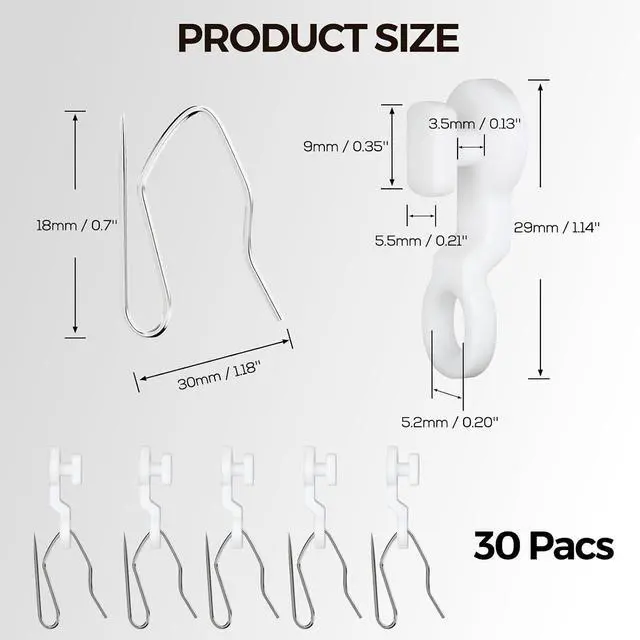 Alt view image 2 of 7 - 29mm White Plastic Traverse Rod Slides-Metal Curtain Hooks Curtain Curtain Track Gliders & Drapery Hook Window Door Shower Curtain Accessories 30Pcs