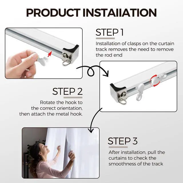 Alt view image 3 of 7 - 29mm White Plastic Traverse Rod Slides-Metal Curtain Hooks Curtain Curtain Track Gliders & Drapery Hook Window Door Shower Curtain Accessories 30Pcs