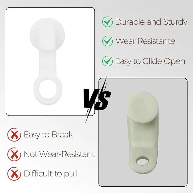 Alt view image 4 of 7 - 29mm White Plastic Traverse Rod Slides-Metal Curtain Hooks Curtain Curtain Track Gliders & Drapery Hook Window Door Shower Curtain Accessories 30Pcs
