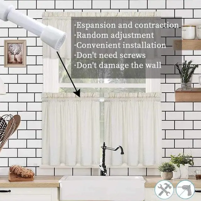 Alt view image 3 of 7 - AIJIEGUANG Spring Tension Curtain Rods 28-43in Spring Load Adjustable Expandables Heavy Duty Steel Small Short Tension Curtain Rod for Windows,Kitchen,Doorway,Bathroom,Cupboard Bars