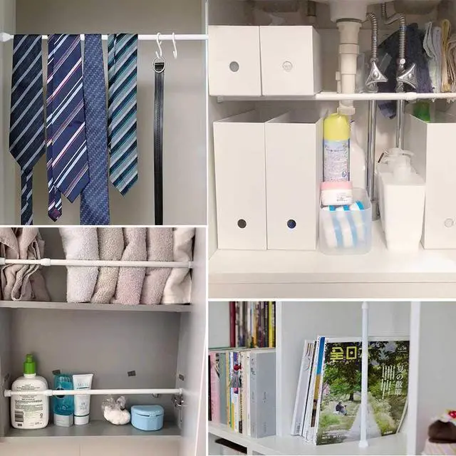 Alt view image 5 of 7 - AIJIEGUANG Spring Tension Curtain Rods 28-43in Spring Load Adjustable Expandables Heavy Duty Steel Small Short Tension Curtain Rod for Windows,Kitchen,Doorway,Bathroom,Cupboard Bars