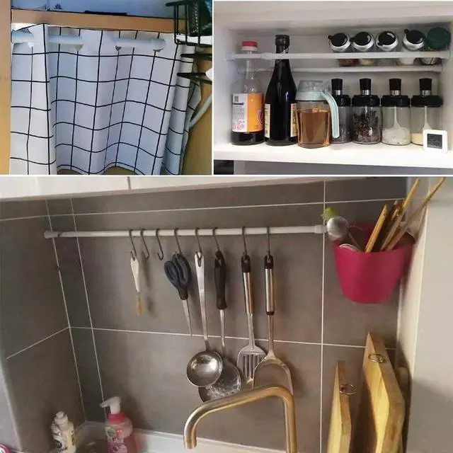Alt view image 6 of 7 - AIJIEGUANG Spring Tension Curtain Rods 28-43in Spring Load Adjustable Expandables Heavy Duty Steel Small Short Tension Curtain Rod for Windows,Kitchen,Doorway,Bathroom,Cupboard Bars