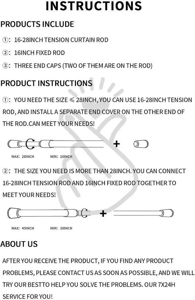 Alt view image 7 of 7 - AIJIEGUANG Spring Tension Curtain Rods 28-43in Spring Load Adjustable Expandables Heavy Duty Steel Small Short Tension Curtain Rod for Windows,Kitchen,Doorway,Bathroom,Cupboard Bars