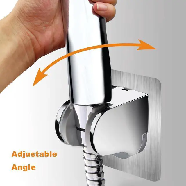 Alt view image 3 of 6 - HO2ME Wall Mount Shower Bracket, No Drilling, 2-Pack, Chrome | Self-Adhesive, Wide-Angle Swivel, Fits Any Shower Space, for Handheld Shower Head, Waterproof, Just Peel-and-Stick