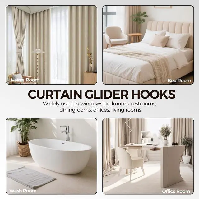 Alt view image 7 of 7 - 29mm White Plastic Traverse Rod Slides-Metal Curtain Hooks Curtain Curtain Track Gliders & Drapery Hook Window Door Shower Curtain Accessories 30Pcs