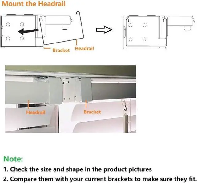Alt view image 6 of 6 - Cutelec Box Mounting Bracket 1set for 1" Mini Blinds White Color Window Blinds Headrail with 1"x1" Size