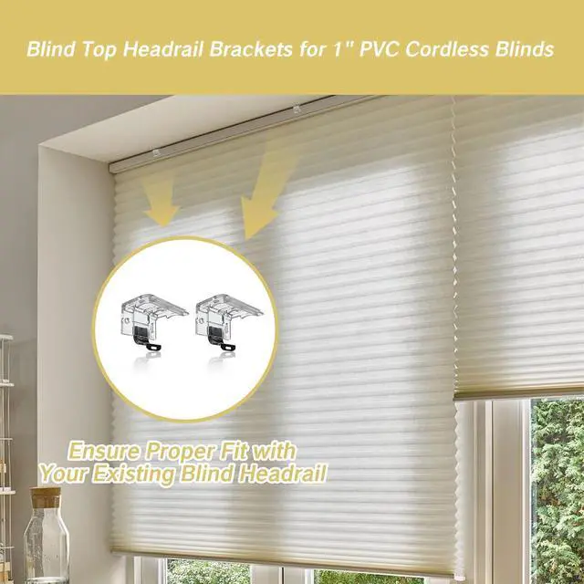 Alt view image 2 of 7 - 2 PCS Replacement Brackets for Cordless Blinds Mounting Bracket with Metal Clip for 1" PVC Honeycomb Pleated Shades Levolor Window Shade Holder Hardware Plastic Headrail Clip Mounting