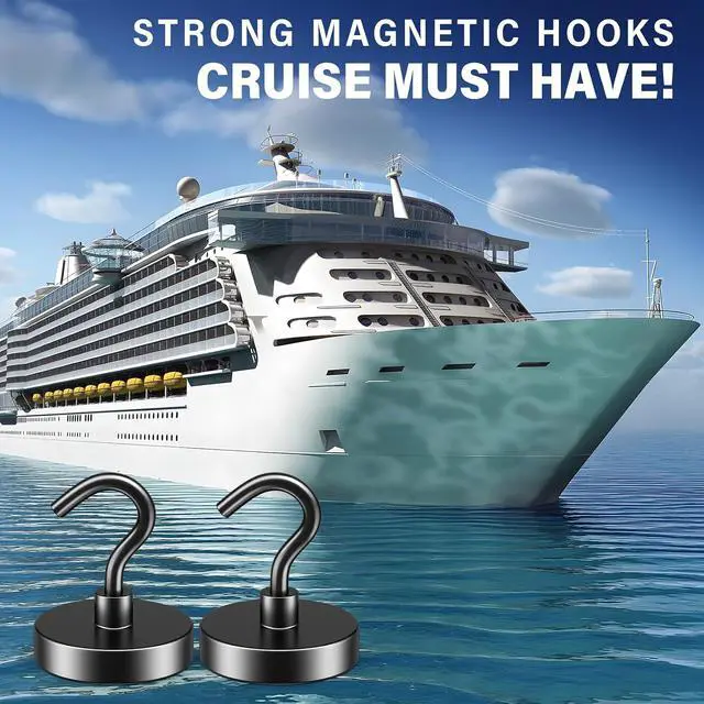 Alt view image 2 of 7 - FINDMAG Black Magnetic Hooks for Cruise Cabins, 10 Pack 85 LB+ Magnet Hooks | Heavy Duty Magnet Hooks for Hanging, Fridge, Office, Kitchen, Locker, Tool, Metal Hooks for Cruise Ship Walls