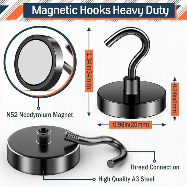 Alt view image 7 of 7 - FINDMAG Black Magnetic Hooks for Cruise Cabins, 10 Pack 85 LB+ Magnet Hooks | Heavy Duty Magnet Hooks for Hanging, Fridge, Office, Kitchen, Locker, Tool, Metal Hooks for Cruise Ship Walls