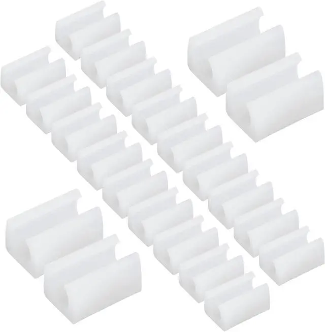 Main image of 24pcs 14mm Rectangle Chair Leg Covers, Chair Rail Protectors | White, Non-Slip, Plastic Furniture Feet Guards, Stool Leg Sled Floor Protectors, Leg Tips Caps