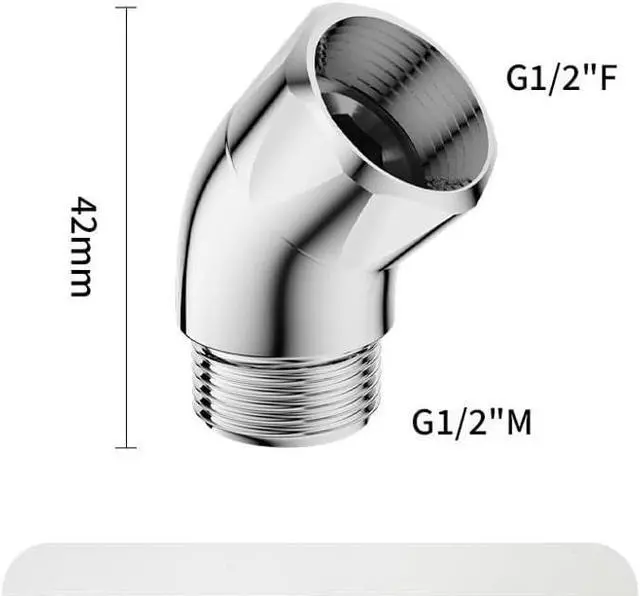 Alt view image 2 of 6 - Shower Head Elbow Adapter 45 Degree Solid Brass Shower Head Angle Adapter Extender for Handheld Showhead with Straight Arm Wall Shower Heads Handheld Sprayer Tilt Rainfall Downward