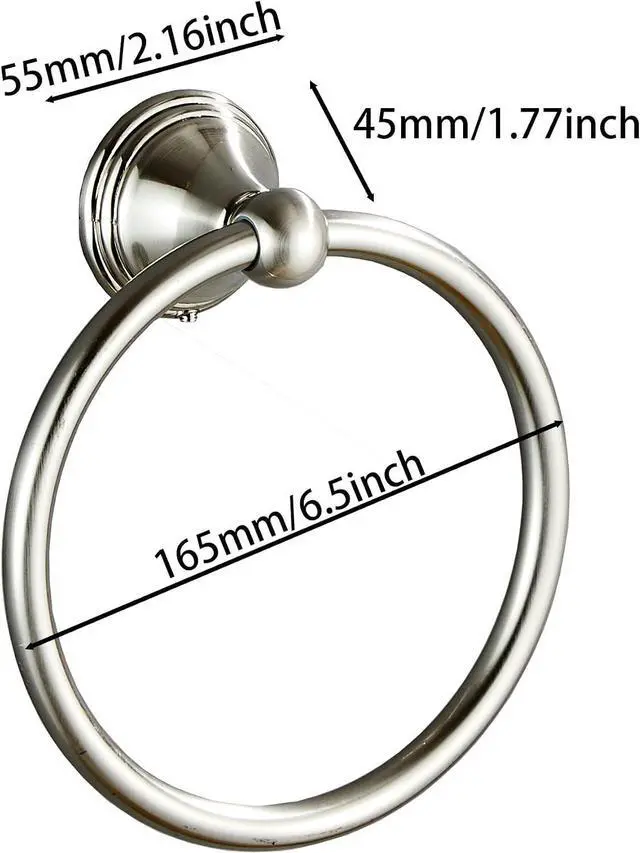 Alt view image 6 of 7 - Towel Ring for Bathroom, Brushed Nickel Hand Towel Holder 1 Pack, Bathroom Accessories and Towel Racks for Bathroom Wall Mount