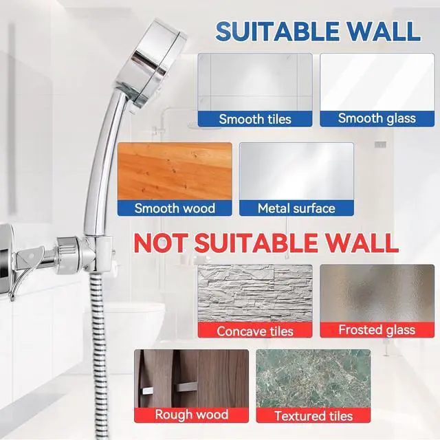 Alt view image 5 of 6 - Adjustable Shower Head Holder, Bathroom Suction Cup Bracket for Handheld Showerhead, Removable Wall Mounted Shower Bracket (Silver) (Silver, 1)